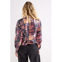 Tramontana Blouse Floral Checks Print Black